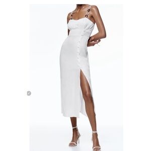NWT | Zara white silky midi dress | xs